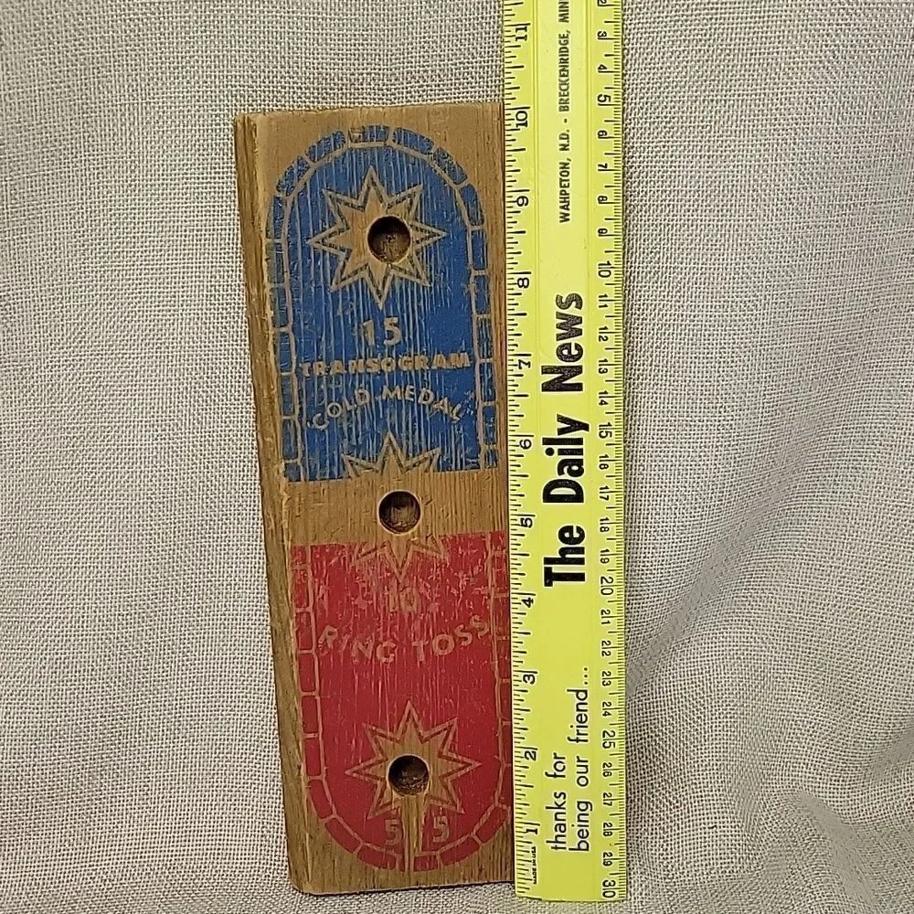 Transogram Gold Medal Vintage 1950s Wooden Ring Toss Yard Game